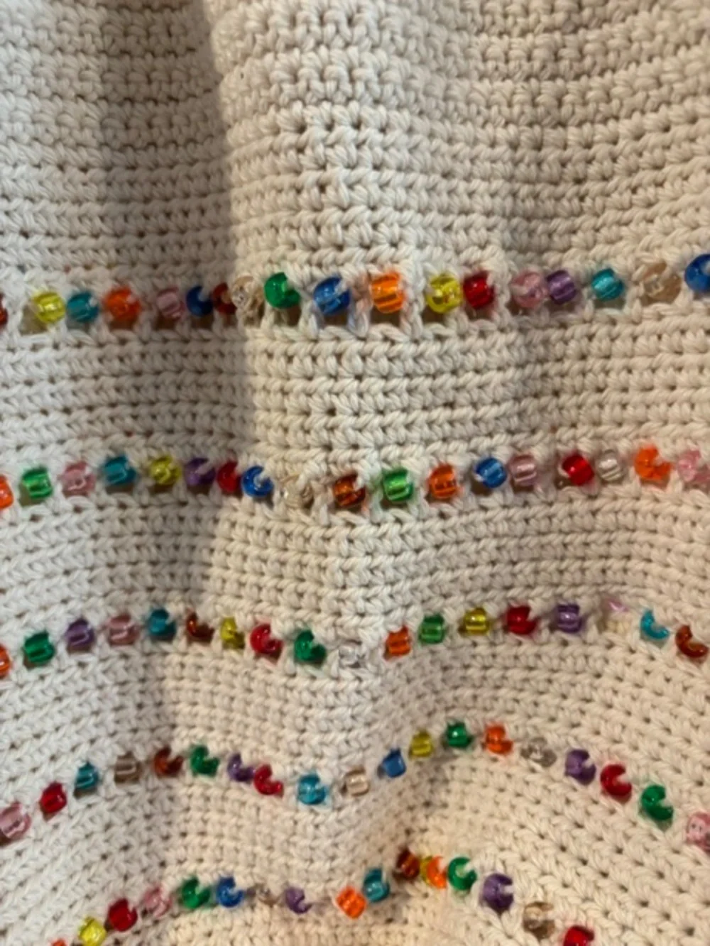 Hand Made Crochet Bag w/ multi colored beads